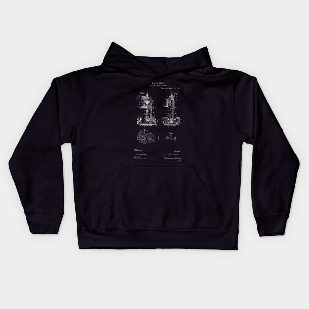Drill Milling Machine Vintage Patent Hand Drawing Kids Hoodie by TheYoungDesigns